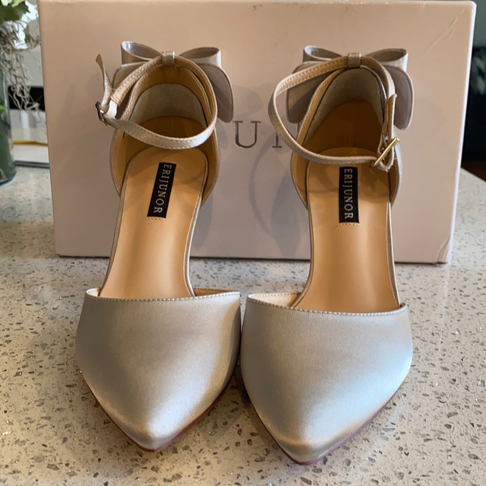 Satin formal shoes.